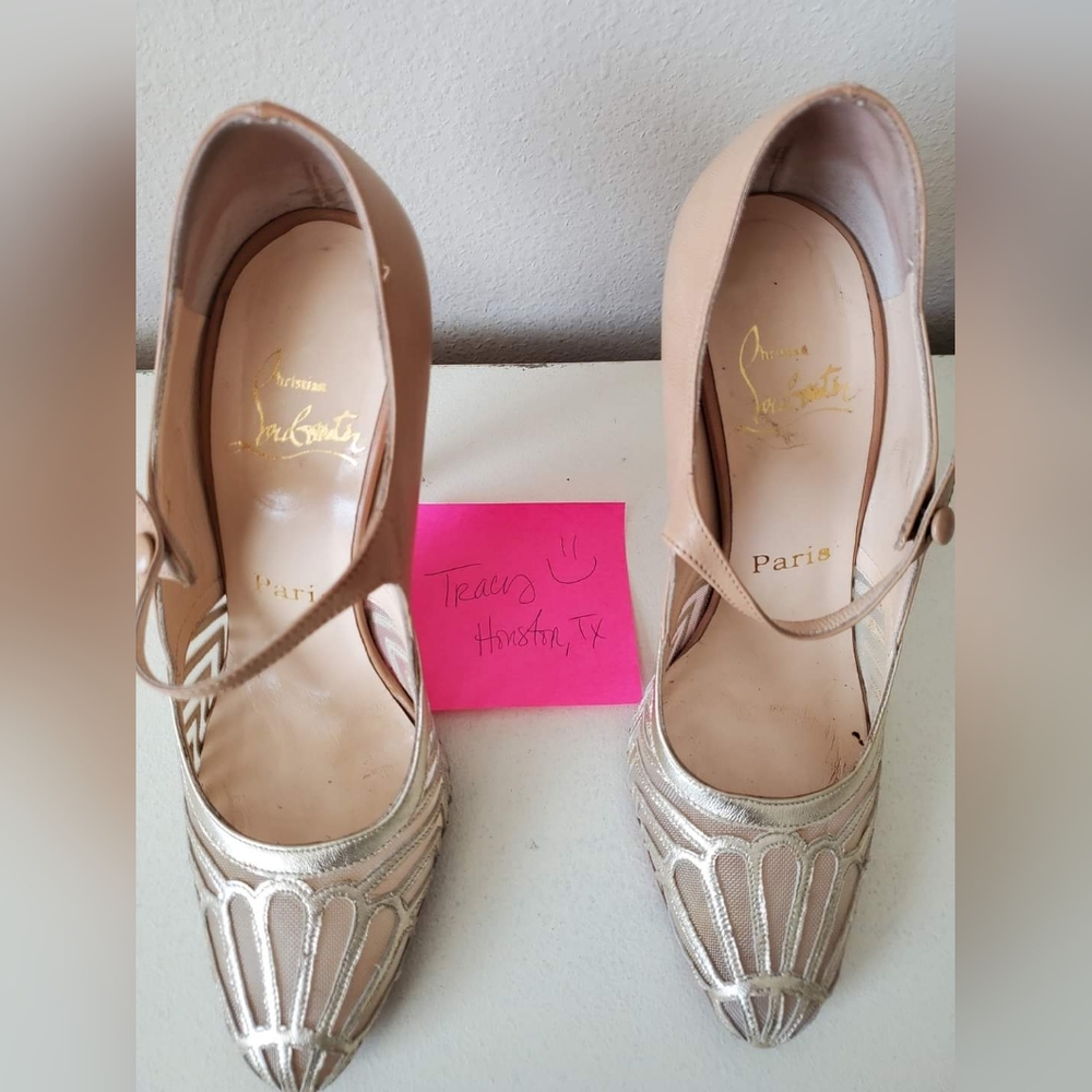 Nude/gold cage pumps,  sz 37.5